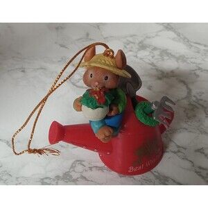Gardening Mouse Water Can Christmas Ornament Trim a Home Best Wishes Tree Charm
